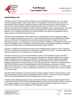 CV for Neil Broom Expert Witness in Computer Forensics Investigations in Lake Mary Florida